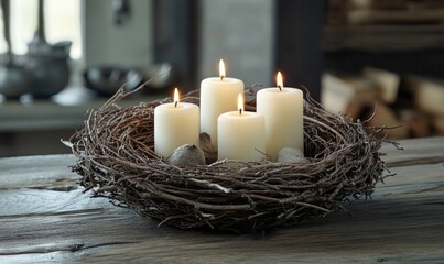 Poster - A candle holder with four candles in it