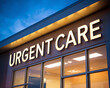 © PhotoArtHub - A close-up view of an illuminated urgent care facility sign during the evening, symbolizing healthcare services and medical emergency care.