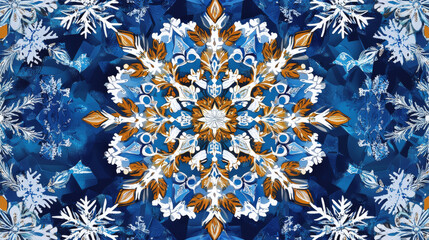Poster - vector abstract seamless geometric pattern of the tiles and snowflakes. christmas and new year holid