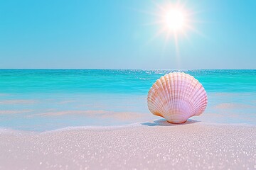 Wall Mural - Seashells on Seashore: Perfect Beach Holiday Background