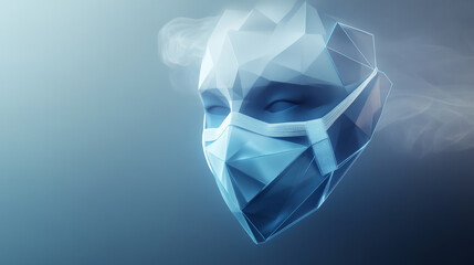 Poster - the hologram mask. medical mask of polygons, triangles of points and lines. medical low-poly mask th