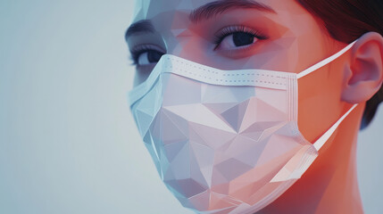Poster - the hologram mask. medical mask of polygons, triangles of points and lines. medical low-poly mask th