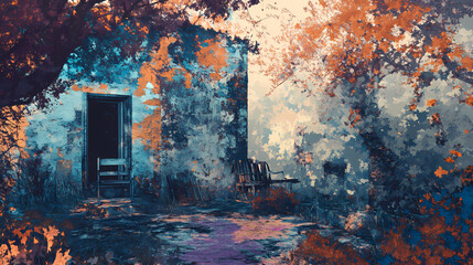 Wall Mural - The whispers of the past: a textured journey through forgotten places generative ai digital art generation. Time-Torn Landscapes. Illustration