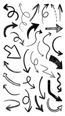 Poster - png hand drawn arrow doodle element set, transparent background