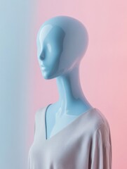 Leinwandbilder - Stylish mannequin in trendy outfit against a pastel background with clean lighting and blank space for text. Generative AI