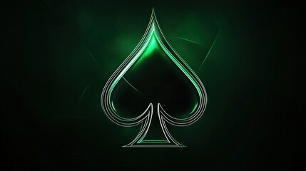 Wall Mural -  Green Ace on Black Background with Neon Light