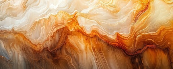 Poster - Abstract swirling textures in earth tones with fluid motion