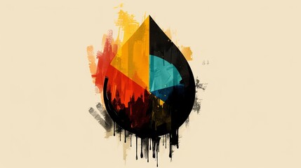 Aufkleber - A visually striking abstract dripping drop illustration, blending vivid geometric patterns and expressive paint strokes. Perfect for creative projects. AI generated.