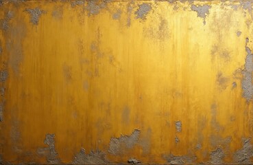 Poster - Distressed gold wall texture with rough surface, aged concrete, rust. Vintage golden background with abstract pattern. Worn yellow paint, brown damaged iron. Ideal for graphic design templates, art