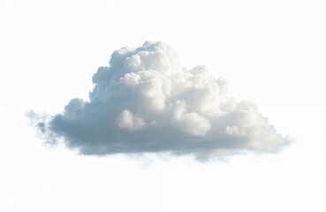 Aufkleber - Fluffy white cloud on clear sky background. Cumulus cloudscape with soft texture on white backdrop. Meteorology atmospheric phenomenon for weather forecast templates, clean design projects.
