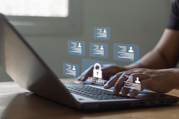Leinwandbilder - Management system with employee privacy. Employee confidentiality. Software for security, searching and managing corporate document files and employee data information. NDA, Non-disclosure agreement.