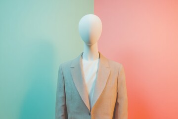 Leinwandbilder - Stylish mannequin displays modern outfit against pastel backgrounds for fashion showcase and advertising. Generative AI