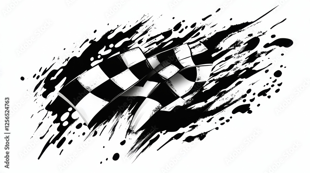 Vector Flag Racing Speed Set of motor racing vector tattoos of black and white checkered flags ...