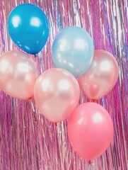 Poster - Colorful balloons against a shimmering party backdrop create a festive atmosphere for any celebration. Generative AI