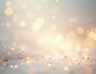 Poster - Blurred white background features soft focus circular shapes light bokeh. Serene minimalist atmosphere. Great for design, texture use, winter holiday themes, christmas sale ads, cosmetics promo.