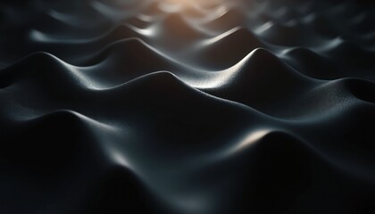 Leinwandbilder - Radiant cascade of flowing curves on dark black surface. Soft glow fluid visually captivates, engages viewer. Smooth, modern, minimalist style backdrop focal point. For business presentations,