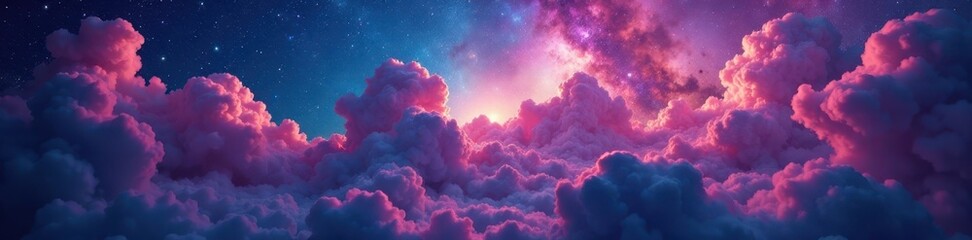 Wall Mural - Cosmic cloud, vivid hues, glittering stars, deep space, starry night, vibrant