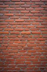 Leinwandbilder - Old red brick wall background with even masonry. Ancient building exterior with rough texture. Retro backdrop presents building industry, construction. Calm vintage design, abstract pattern in urban