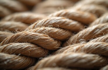 Aufkleber - Close-up on intertwined beige, brown woven rope. Detailed natural fibers shows intricate braided texture. Rustic material, craftwork, handmade cord, abstract seamless pattern. Macro design perfect