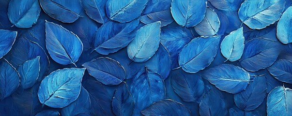 Poster - Vibrant blue leaves display with detailed texture
