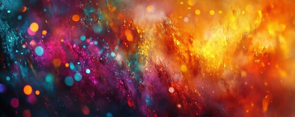 Poster - Vivid abstract explosion of colorful light and bokeh effects