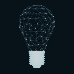 Aufkleber - Lightbulb as an innovation idea concept. Dark background. 3d rendering