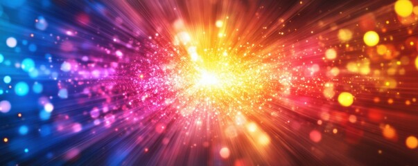 Poster - Colorful light burst with sparkling bokeh effect in radiant spectrum