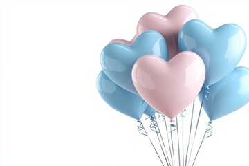 Wall Mural - bunch of balloons with pink and blue hearts are tied together