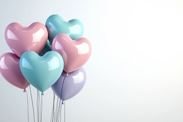 Wall Mural - bunch of colorful balloons in the shape of hearts