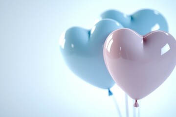 Wall Mural - three balloons with hearts on them are floating in the air