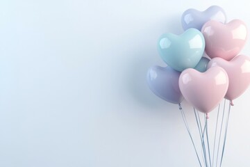 Wall Mural - bunch of balloons in the shape of hearts are floating in the air