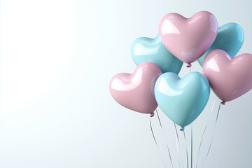 Wall Mural - bunch of pink and blue balloons in the shape of hearts