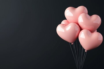 Wall Mural - bunch of pink balloons with hearts on them are floating in the air