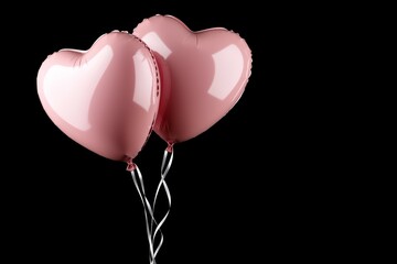 Wall Mural - two pink balloons with ribbons tied to them