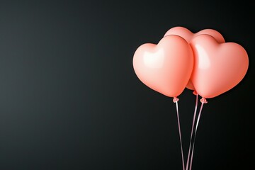 Wall Mural - pink balloons with hearts on them are floating in the air