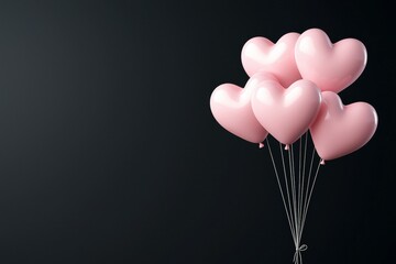 Wall Mural - bunch of pink balloons with hearts on them are floating in the air