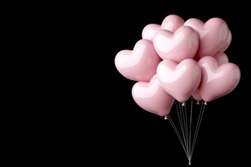 Wall Mural - bunch of pink balloons with hearts on them are floating in the air