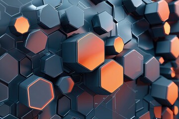 Poster - Sleek Abstract Technological Patterns with Hexagonal Data Visualizations and Modern Frameworks