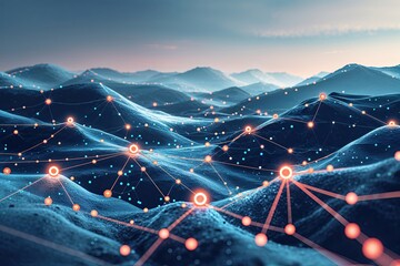 Poster - Abstract Landscape of Digital Connections Lines and Dots Unveiling Data Significance in Technology