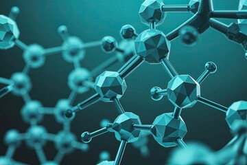 Poster - Healthcare Innovation Background Featuring Turquoise Polygonal Molecules Design
