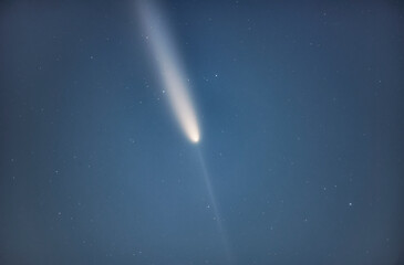 Wall Mural - Comet 2023 A3 Tsuchinshan ATLAS
Interstellar comet. A comet with a long tail crossing space. Comet stars and night sky
