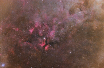Wall Mural - Cygnus constellation. The Milky Way with a telescope.  Butterfly Nebula. Nebula and Cyg. abstract space background. Space Nebula Cluster