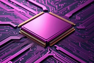 Leinwandbilder - Advanced Circuit Technology Background with Futuristic Magenta Texture and Quantum Concepts
