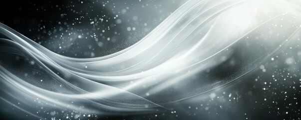 Poster - Elegant abstract waves with glowing particle effects in motion