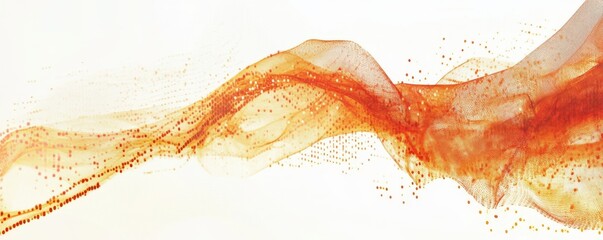 Poster - Abstract orange waves with digital particles in motion