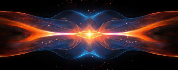 Poster - Colorful abstract energy flow with dynamic light patterns and sparkling particles