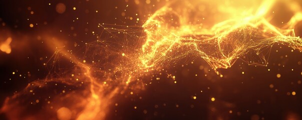 Poster - Glowing abstract waves and particles in dynamic digital art