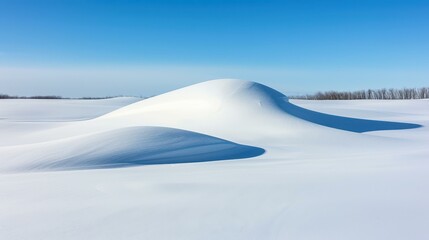 Wall Mural - A gentle snowfall blankets the earth, enhancing the beauty of serene snowdrifts in a tranquil winter landscape.
