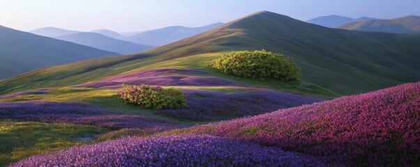 Sticker - Sunset casts a magical glow over endless meadows, where shadows sway among vibrant blooms, igniting feelings of joy and tranquility.