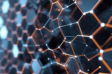 Poster - Advanced Abstract Line and Dot Patterns in a Hexagonal Network for Cutting Edge Digital Analytics and Technology